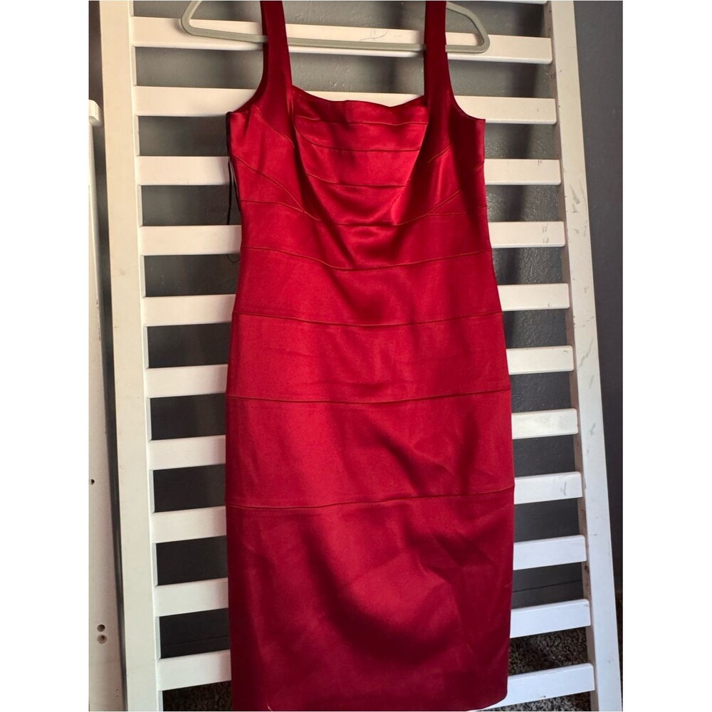 Jax Red Satin Midi Sheath Dress